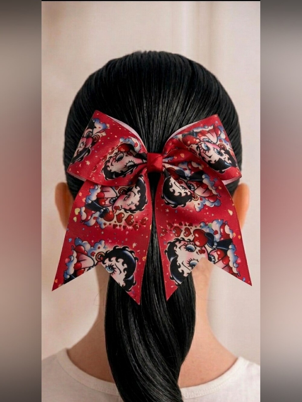 New Betty Boop Red Polka Dot Jumbo Hair Bow Pin-Up Style
